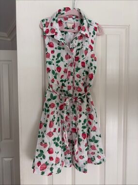 Crewcuts White Strawberry-Print Shirt Dress